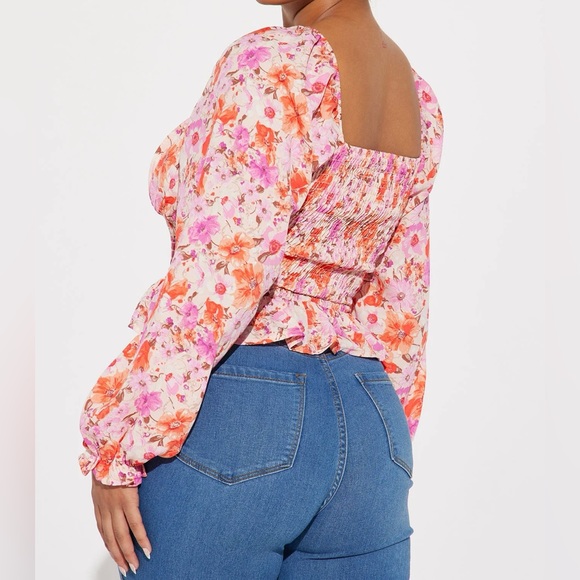 Blossoms Floral Top-Pink/Combo - Picture 3 of 3